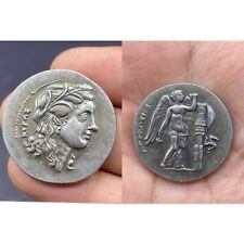 Ancient Old Beautiful Roman Greek Authentic Sliver Coted Coin 🪙 picture