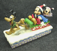 Disney Jim Shore Dashing Through the Snow Mickey Minnie Pluto Christmas READ picture