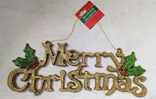 Christmas House Brand Merry Christmas Hanging Decoration with Holly picture
