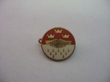 Lovely Vintage Crest Three Crowns Handshake Water Drops  Sweden Swedish Pin picture