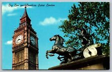 Big Ben Queen Boadicea Statue London Westminster Bridge Postcard UNP VTG Unused picture