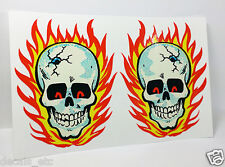 Pair of HOT HEAD Flaming Skull Vintage Style DECAL, Sticker, rat rod, racing picture