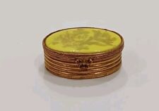 Antique Ormolu Patch / Snuff box. Yellow porcelain oval handpainted gold... picture