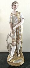 LARGE 19th c French Bisque Porcelain Statue Figure of Young Fisherman 20”H picture