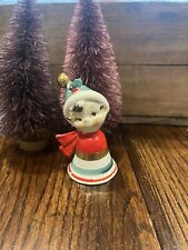 Vtg Lefton Boy Elf Christmas Bell 1146 Green Hat, Red Scarf with Holly & Gold picture