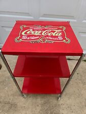 Vtg Metal Display Coca Cola  Rack Sign Rolling Cart on Wheels Advertising picture