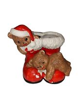 Vintage Santa Boots Planter With Christmas Bears  1988 HOUSE OF LLOYD Paint Wear picture
