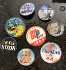 Eight Vintage Goldwater Miller Nixon Johnson  1964 Flasher Political Pins￼￼￼￼￼ picture