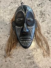 Authentic hand Made Hand Painted African Tribal Face Mask With Long Hair. picture