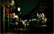 Vtg New Orleans Louisiana LA Bourbon Street Night View Postcard picture