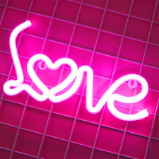 LED Heart Love Letter Neon Signs Lights Pink Led Wall Room Decor, Battery or USB picture