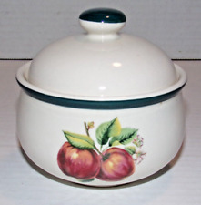 1 Casuals by China Peal Ceramic Apple Pattern Pearl White 4 inch Canister & Lid picture