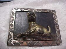 Vintage 30-40'S Metal  VANITY BOX LID WITH  SCOTTIE DOG, APPEARS TO BE FRAMED picture