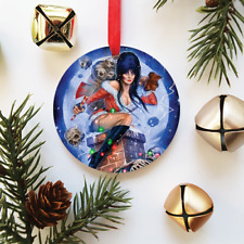 Elvira Christmas Santa Horror Mistress of the Dark Ceramic Round Ornament picture