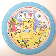 Easter Plate Dish, Mary Jane Mitchell, Cat w Bunny Ears, Hausen Ware Centerpiece picture