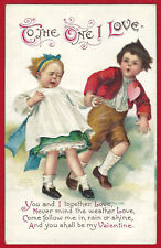 Antique Valentines Day PC To the One I Love Girl Boy Heart Emb Vtg c1908 Germany picture