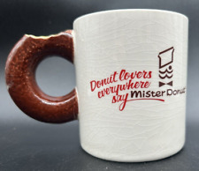 Vtg. Ceramic Mister Donut Coffee Mug w/ Donut-Shaped Handle, Japan Ceramic picture