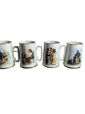 Vintage Norman Rockwell Coffee Cups Mugs Set of 4 Museum Collection 1982 Retired picture