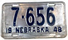 Nebraska 1948 Auto License Plate Shorty Madison Co Garage Wall Decor Collector picture