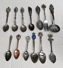 Lot of 12 Vintage  Collector Souvenir Travel Spoons & One Fork picture