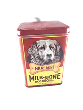 Vintage Milk Bone Dog Biscuit Treat Tin Red Collector Canister 16 oz 1990s picture