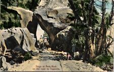 Vintage Postcard Stage Coach at Arch Rock Road to Yosemite California B2 picture
