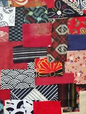 Vintage Japanese Indigo's +Reds Fabric/Boro, Sashiko 20 Pieces, Kasuri, Yukata picture