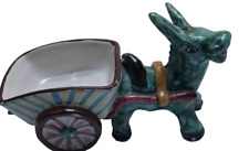 Vtg. MId Century Donkey Mule Cart hand Painted Planter Teinket Pot Kitsch picture