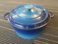 VTG Staub Enameled Cast Iron Dutch Oven #26 5 Qt Made in France Ombre Blue picture