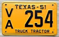 1951 Texas Truck Tractor License Plate - Very Nice Original Paint picture