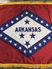 New Arkansas State Flag 3x5 Indoor Hem with Gold Fringe - Made in USA picture