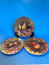 Three I. Godinger 1855 Email De Limoges Fruit Plates 7 1/2