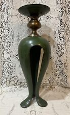 Vintage MCM Maitland Smith 16” Brass Enameled Tripod Candle Holder picture