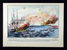 Currier Ives Civil War Print Siege of Cape Hatteras Inlet Fort North Carolina  picture