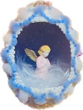 Vintage  Handmade Egg Diorama Angel Clouds Christmas Ornnament 1950’s Handmade picture