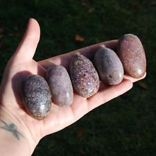 ONE 2in Lepidolite Crystal Palm Stones, Mauve Lithium Mica, Madagascar picture