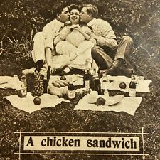 Antique Postcard A Chicken Sandwich Picnic FRANKLIN Imperforate 1 Side RPPC 1911 picture