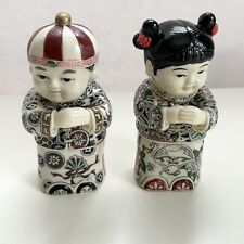 Vintage Oriental Asian Resin Boy Girl Couple Figurines Asian Decor picture