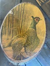 Very Nice Pheasant Painting on Wood Slab, 1970's 8