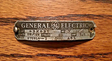 Vintage Antique Original General Electric GE Fan Motor ID Tag 272614-1 Form AS1 picture