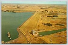 Garrison Dam ND~Aerial View~Earthen Dam On Missouri River~Vintage PC picture