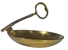 Vintage Virginia Metalcrafters Solid Brass Bowl w/ Key Handle Vide Poche Swinger picture
