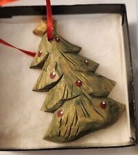 Vtg 1996Handcarved Christmas Ornament Tree By Nancy Binns Limited And Signed picture