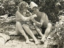 1960s Pretty Woman Bikini Man Bulge Trunks Gay int Vintage Photo Snapshot picture