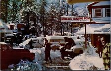 Postcard Snowbound, Snow Covered Street Scene in Big Bear Lake, California picture