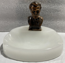 Vintage Abraham Lincoln Bronze Bust with Onyx White Ashtray President RARE AA picture