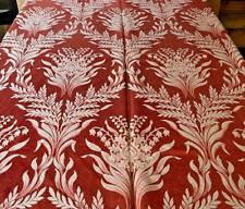 VTG Red White Satin Brocade Fabric French Damask Jacquard MCM Hollywood Regency picture