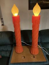 2 Vintage 38”Union Products Christmas Blow Mold Lighted Candles In/Outdoor Decor picture