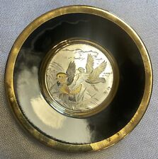 The Art of Chokin 24K Gold Trim Porcelain Plate Two Birds With Reeds 6” picture