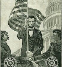 1897 President Lincoln Civil War American Flag Emancipation Pabst Beer Ad 4990 picture
